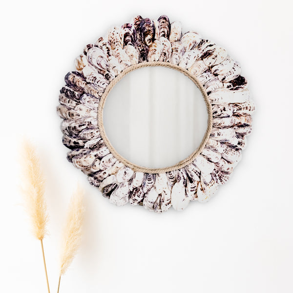 Purple and White Oyster Shell Mirror